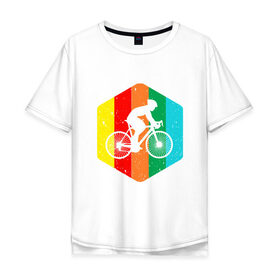 Мужская футболка хлопок Oversize с принтом Велосипедист в Рязани, 100% хлопок | свободный крой, круглый ворот, “спинка” длиннее передней части | 