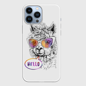 Чехол для iPhone 13 Pro Max с принтом Лама в Рязани,  |  | alpaca | animal | beautiful | cute | drawing | graphics | head | hello | hipster | inscription | llama | rainbow | shaggy | альпака | голова | графика | животное | красивая | лама | милая | надпись | очки | привет | радуга | рисунок |