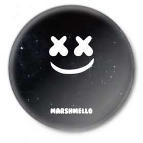 Значок с принтом Marshmello Cosmos в Рязани,  металл | круглая форма, металлическая застежка в виде булавки | Тематика изображения на принте: dj | marshmello | usa | америка | клубная музыка | мармело | маршмелло | маршмеллоу | музыка | музыкант