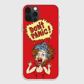 Чехол для iPhone 12 Pro Max с принтом Dont panic в Рязани, Силикон |  | colored | comic | drawing | eyes | hair | horror | mouth | no | open | panic | pop art | protruding | retro | screaming | sticking out | woman | волосы | выпученные | глаза | дыбом | женщина | комикс | кричит | нет | открытый | паника | поп арт | ретро | 