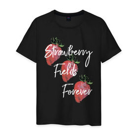 Мужская футболка хлопок с принтом Strawberry Fields в Рязани, 100% хлопок | прямой крой, круглый вырез горловины, длина до линии бедер, слегка спущенное плечо. | beatles | forever | strawberry | the beatles | битлз | джон леннон | леннон | форевер | ягода