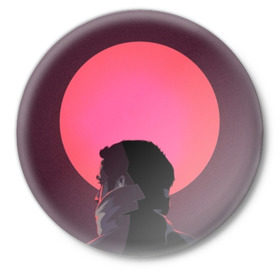Значок с принтом Райан Гослинг в Рязани,  металл | круглая форма, металлическая застежка в виде булавки | бегущий по лезвию | райан гослинг
