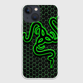 Чехол для iPhone 13 mini с принтом RAZER в Рязани,  |  | game | razer | texture | зеленый | игровое лого | игромания | игры | рэйзер | текстуры