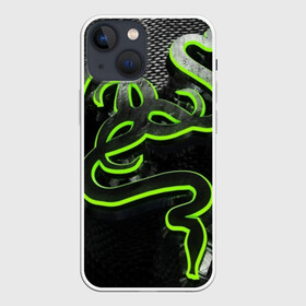 Чехол для iPhone 13 mini с принтом RAZER в Рязани,  |  | game | razer | texture | зеленый | игровое лого | игромания | игры | рэйзер | текстуры