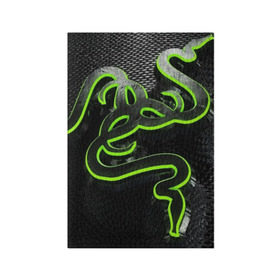 Обложка для паспорта матовая кожа с принтом RAZER в Рязани, натуральная матовая кожа | размер 19,3 х 13,7 см; прозрачные пластиковые крепления | game | razer | texture | зеленый | игровое лого | игромания | игры | рэйзер | текстуры