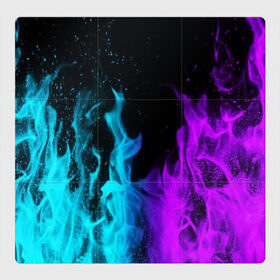 Магнитный плакат 3Х3 с принтом ПЛАМЯ в Рязани, Полимерный материал с магнитным слоем | 9 деталей размером 9*9 см | blue | bright | fire | heat | light | neon | purple | red | wildfire | искры | неон | огненный | огонь | пламя | пожар
