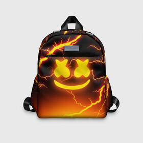 Детский рюкзак 3D с принтом THUNDER MELLO в Рязани, 100% полиэстер | лямки с регулируемой длиной, сверху петелька, чтобы рюкзак можно было повесить на вешалку. Основное отделение закрывается на молнию, как и внешний карман. Внутри дополнительный карман. По бокам два дополнительных кармашка | Тематика изображения на принте: dj | marshmello | thunder | usa | америка | клубная музыка | маршмелло | молнии | музыка | музыкант