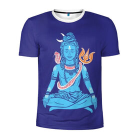 Мужская футболка 3D спортивная с принтом Шива в Рязани, 100% полиэстер с улучшенными характеристиками | приталенный силуэт, круглая горловина, широкие плечи, сужается к линии бедра | blue | cobra | destroyer | destruction | gods | great | hinduism | india | meditation | om | peace | power | religion | shiva | trident | yoga | боги | великий | власть | знание | индия | индуизм | йога | кайлас | кобра | медитация | ом | разрушение | раз