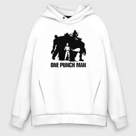 Мужское худи Oversize хлопок с принтом One-Punch Man в Рязани, френч-терри — 70% хлопок, 30% полиэстер. Мягкий теплый начес внутри —100% хлопок | боковые карманы, эластичные манжеты и нижняя кромка, капюшон на магнитной кнопке | Тематика изображения на принте: one | one punch man | бесправный ездок | бласт | бэнг | ванпанчмен | генос | демон киборг | лысый плащ | ниндзя | сайтама | сверхзвуковой соник | серебряный клык | тацумаки | человек один удар