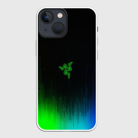 Чехол для iPhone 13 mini с принтом RAZER NEON в Рязани,  |  | game | razer | texture | зеленый | игровое лого | игромания | игры | рэйзер | текстуры