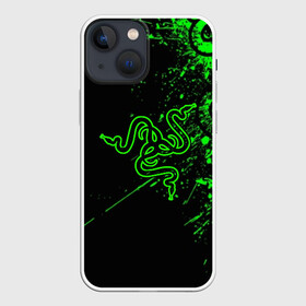 Чехол для iPhone 13 mini с принтом RAZER в Рязани,  |  | game | razer | texture | зеленый | игровое лого | игромания | игры | рэйзер | текстуры