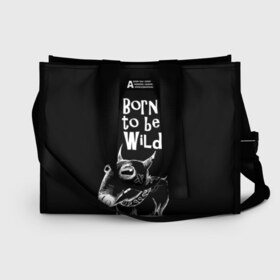 Сумка-шоппер 3D с принтом Born to be wild в Рязани, 100% полиэстер | застегивается на металлическую кнопку; внутренний карман застегивается на молнию. Стенки укреплены специальным мягким материалом, чтобы защитить содержимое от несильных ударов
 | angry | animals | authority | b | black and white | bull terrier | bully | cool | dog | fight | illustration | swag | thug | wild | авторитет | бандит | бойцовый | бультерьер | дикий | животные | злой | иллюстрация | крутой | надпись | ошейник | п