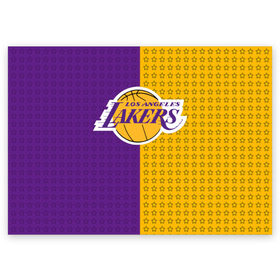 Поздравительная открытка с принтом Lakers (1) в Рязани, 100% бумага | плотность бумаги 280 г/м2, матовая, на обратной стороне линовка и место для марки
 | Тематика изображения на принте: ball | basket | basketball | kobu | lakers | lebron | los angeles | баскетбол | коюи | леброн | лейкерс | лос анджелис