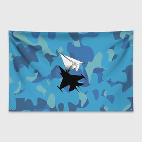 Флаг-баннер с принтом ВВС в Рязани, 100% полиэстер | размер 67 х 109 см, плотность ткани — 95 г/м2; по краям флага есть четыре люверса для крепления | aircraft | camouflage | flight | paper | shadow | ввс | камуфляж | полет | самолет | тень
