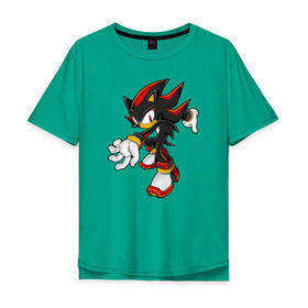 Мужская футболка хлопок Oversize с принтом Shadow Sonic (2) в Рязани, 100% хлопок | свободный крой, круглый ворот, “спинка” длиннее передней части | sega | shadow | sonic | sonic x | x | ежик | игра | наклз | сега | скорость | соник | тейлз | тэйлз | шедоу
