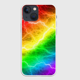 Чехол для iPhone 13 mini с принтом RAINBOW THUNDER | РАДУЖНЫЕ МОЛНИИ в Рязани,  |  | battle | battle fire | battle thunder | blue | fire | rainbow | red | texture | thunder | битва | битва молний | битва огней | гроза | молнии | радуга | текстура