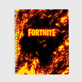 Тетрадь с принтом FORTNITE FIRE STORM в Рязани, 100% бумага | 48 листов, плотность листов — 60 г/м2, плотность картонной обложки — 250 г/м2. Листы скреплены сбоку удобной пружинной спиралью. Уголки страниц и обложки скругленные. Цвет линий — светло-серый
 | 2019 | armor | armour | cybersport | esport | fire | flame | fortnite | game | llama | logo | броня | игра | киберспорт | лама | огонь | фиолетовый | фирменные цвета | фортнайт