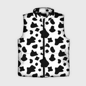 Женский жилет утепленный 3D с принтом Корова в Рязани,  |  | animal | black white | cow | pattern | животное | кавай | корова | паттерн | пятна | черно белое