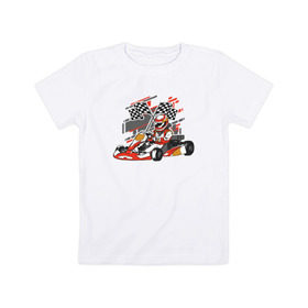 Детская футболка хлопок с принтом Картинг в Рязани, 100% хлопок | круглый вырез горловины, полуприлегающий силуэт, длина до линии бедер | cart | f1 | formula 1 | автомобиль | гонка | гонки | гоночные | гоночный | картинг | машина | суперкарт | формула 1