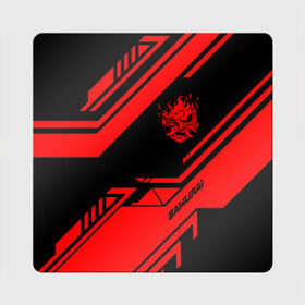 Магнит виниловый Квадрат с принтом CYBERPUNK 2077 SAMURAI в Рязани, полимерный материал с магнитным слоем | размер 9*9 см, закругленные углы | 2019 | cd project red | cyberpunk 2077 | future | hack | night city | samurai | sci fi | андроиды | безумие | будущее | киберпанк 2077 | логотип | роботы | самураи | фантастика | цифры