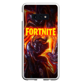 Чехол для Samsung S10E с принтом FORTNITE LIQUID FIRE в Рязани, Силикон | Область печати: задняя сторона чехла, без боковых панелей | Тематика изображения на принте: 2019 | armor | armour | cybersport | esport | fortnite | game | llama | logo | броня | игра | киберспорт | лава. | лама | фиолетовый | фирменные цвета | фортнайт