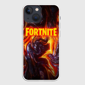 Чехол для iPhone 13 mini с принтом FORTNITE LIQUID FIRE в Рязани,  |  | Тематика изображения на принте: 2019 | armor | armour | cybersport | esport | fortnite | game | llama | logo | броня | игра | киберспорт | лава. | лама | фиолетовый | фирменные цвета | фортнайт