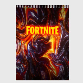 Скетчбук с принтом FORTNITE LIQUID FIRE в Рязани, 100% бумага
 | 48 листов, плотность листов — 100 г/м2, плотность картонной обложки — 250 г/м2. Листы скреплены сверху удобной пружинной спиралью | Тематика изображения на принте: 2019 | armor | armour | cybersport | esport | fortnite | game | llama | logo | броня | игра | киберспорт | лава. | лама | фиолетовый | фирменные цвета | фортнайт