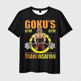 Мужская футболка 3D с принтом GOKU GYM в Рязани, 100% полиэфир | прямой крой, круглый вырез горловины, длина до линии бедер | Тематика изображения на принте: bodybuilding | diet | exercise | fitness | gym | heath | motivation | muscle | phil | training | workout | бодибилдинг | мотивация | спорт | трансформация | фитнес | эстетичный