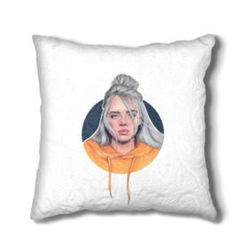 Подушка 3D с принтом Billie Eilish art 1 в Рязани, наволочка – 100% полиэстер, наполнитель – холлофайбер (легкий наполнитель, не вызывает аллергию). | состоит из подушки и наволочки. Наволочка на молнии, легко снимается для стирки | art | billie | billie eilish | eilish | music | pop | trend | арт | билли айлиш | музыка | тренд