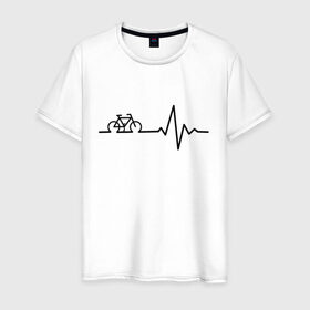 Мужская футболка хлопок с принтом Велоспорт 1 в Рязани, 100% хлопок | прямой крой, круглый вырез горловины, длина до линии бедер, слегка спущенное плечо. | велосипед | велоспорт | кардио