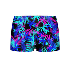 Мужские трусы 3D с принтом НЕОНОВЫЕ ТРОПИКИ / TROPICAL NEON в Рязани, 50% хлопок, 50% полиэстер | классическая посадка, на поясе мягкая тканевая резинка | Тематика изображения на принте: hotline miami | neon | new retro wave | outrun | outrun electro | paints | palmen | rainbow | retro | retrowave | summer | synth | synthwave | tropical | брызги | брызги красок | звёзды | космос | краски | лето | неон | пальмы | радуга | 