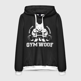 Мужская толстовка 3D с принтом GYM WOOF в Рязани, 100% полиэстер | двухслойный капюшон со шнурком для регулировки, мягкие манжеты на рукавах и по низу толстовки, спереди карман-кенгуру с мягким внутренним слоем. | bodybuilding | diet | exercise | fitness | gym | heath | motivation | muscle | phil | training | workout | бодибилдинг | мотивация | спорт | трансформация | фитнес | эстетичный