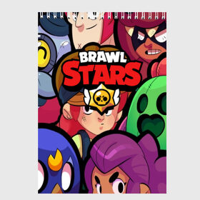 Скетчбук с принтом BRAWL STARS в Рязани, 100% бумага
 | 48 листов, плотность листов — 100 г/м2, плотность картонной обложки — 250 г/м2. Листы скреплены сверху удобной пружинной спиралью | 8 bit | 8 бит | bibi | brawl stars | crow | el brown | leon | leon shark | max | mr.p | sally leon | shark | stars | virus | werewolf | акула | биби | вирус | ворон | леон | оборотень | пингвин