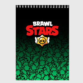 Скетчбук с принтом BRAWL STARS в Рязани, 100% бумага
 | 48 листов, плотность листов — 100 г/м2, плотность картонной обложки — 250 г/м2. Листы скреплены сверху удобной пружинной спиралью | 8 bit | 8 бит | bibi | brawl stars | crow | el brown | leon | leon shark | max | mr.p | sally leon | shark | stars | virus | werewolf | акула | биби | вирус | ворон | леон | оборотень | пингвин