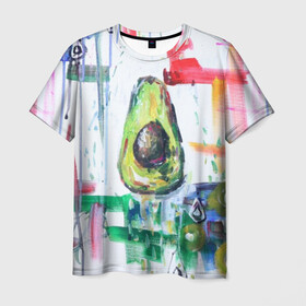 Мужская футболка 3D с принтом Авокадо авангард в Рязани, 100% полиэфир | прямой крой, круглый вырез горловины, длина до линии бедер | авокадо | веган | девушкам | здоровое питание | здоровье | люблю авокадо | овощи | пп | стильно | сыроед | фрукты