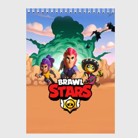 Скетчбук с принтом BRAWL STARS в Рязани, 100% бумага
 | 48 листов, плотность листов — 100 г/м2, плотность картонной обложки — 250 г/м2. Листы скреплены сверху удобной пружинной спиралью | 8 bit | 8 бит | bibi | brawl stars | crow | el brown | leon | leon shark | max | mr.p | sally leon | shark | stars | virus | werewolf | акула | биби | вирус | ворон | леон | оборотень | пингвин