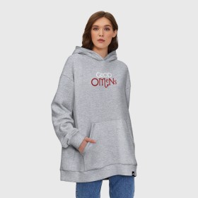 Худи SuperOversize хлопок с принтом Good Omens в Рязани, 70% хлопок, 30% полиэстер, мягкий начес внутри | карман-кенгуру, эластичная резинка на манжетах и по нижней кромке, двухслойный капюшон
 | evil | good | good omens | азирафель | ангел | благие намерения | гуд оменс | демон | кроули