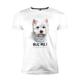 Мужская футболка премиум с принтом Вест-хайленд-уайт-терьер в Рязани, 92% хлопок, 8% лайкра | приталенный силуэт, круглый вырез ворота, длина до линии бедра, короткий рукав | dog | highland | terrier | west | white | вест | собака | собаки | терьер | уайт | хайленд