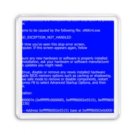 Магнит 55*55 с принтом СИНИЙ ЭКРАН СМЕРТИ в Рязани, Пластик | Размер: 65*65 мм; Размер печати: 55*55 мм | Тематика изображения на принте: anonymus | blue death screen | cod | hack | hacker | it | program | texture | айти | аноним | анонимус | взлом | код | кодинг | программа | программист | текстура | хак | хакер