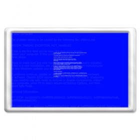 Магнит 45*70 с принтом СИНИЙ ЭКРАН СМЕРТИ в Рязани, Пластик | Размер: 78*52 мм; Размер печати: 70*45 | Тематика изображения на принте: anonymus | blue death screen | cod | hack | hacker | it | program | texture | айти | аноним | анонимус | взлом | код | кодинг | программа | программист | текстура | хак | хакер