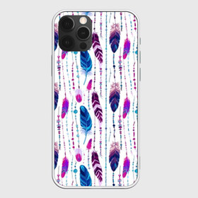 Чехол для iPhone 12 Pro Max с принтом Перья в Рязани, Силикон |  | beads | bird | blue | boho | bright | circles | cornflower | decorations | ethnic | feathers | flower | flying | hippie | pink | points | purple | бохо | бусы | василек | круги | лиловый | перья | полет | птица | розовый | синий | точки | украше