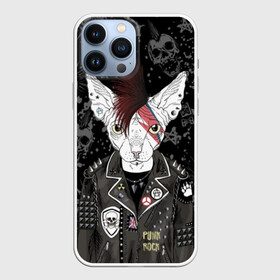 Чехол для iPhone 13 Pro Max с принтом Кот в косухе в Рязани,  |  | anarchy | breed | cat | clothes | cool | hairstyle | icon | jacket | kote | mohawk | muzzle | piercing | punk | riveting | rock | skull | sphinx | spikes | tattoo | анархия | значок | ирокез | к | клепки | кот | котик | котэ | круто | куртка | оде