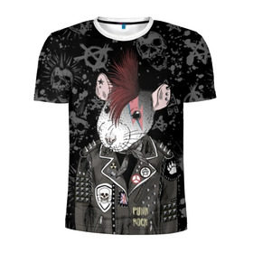 Мужская футболка 3D спортивная с принтом Крыса в косухе в Рязани, 100% полиэстер с улучшенными характеристиками | приталенный силуэт, круглая горловина, широкие плечи, сужается к линии бедра | anarchy | clothes | cool | earring | hairstyle | hamster | icon | jacket | mohawk | mouse | music | muzzle | piercing | punk | rat | riveting | rock | skull | spikes | анархия | значок | ирокез | к | клепки | круто | крыса | куртка | музыка | мышь