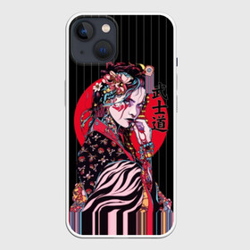 Чехол для iPhone 13 с принтом Гейша в Рязани,  |  | beauty | black | bright | character | cool | decorations | flowers | geisha | girl | hairstyle | japan | kimon | lines | red | stripes | woman | young | девушка | женщина | иероглиф | кимоно | красный | красотка | круто | линии | молодая | полосы 