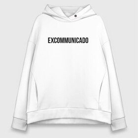 Женское худи Oversize хлопок с принтом excommunicado в Рязани, френч-терри — 70% хлопок, 30% полиэстер. Мягкий теплый начес внутри —100% хлопок | боковые карманы, эластичные манжеты и нижняя кромка, капюшон на магнитной кнопке | Тематика изображения на принте: excommunicado | keanu reeves | джон вик | джон уик | киану ривз | матрица | нео | экскоммунигадо | экскоммуникадо | экскомуникадо