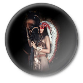 Значок с принтом Девушка с лошадью в Рязани,  металл | круглая форма, металлическая застежка в виде булавки | american | animal | black | body | color | costume | ethnic | girl | horse | indian | national | nature | race | red | totem | white | woma | белый | девушка | женщина | животное | индейский | индейцы | костюм | краснокожий | красный | лошадь | молодость 