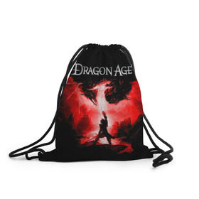 Рюкзак-мешок 3D с принтом Dragon Age в Рязани, 100% полиэстер | плотность ткани — 200 г/м2, размер — 35 х 45 см; лямки — толстые шнурки, застежка на шнуровке, без карманов и подкладки | Тематика изображения на принте: dragon age | gamer | grey wardens | inquisition | игры | инквизиция | компьютерные игры | серые стражи