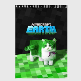Скетчбук с принтом Minecraft EARTH - Котик в Рязани, 100% бумага
 | 48 листов, плотность листов — 100 г/м2, плотность картонной обложки — 250 г/м2. Листы скреплены сверху удобной пружинной спиралью | craft | creeper | earth | game | green | logo | mine | minecraft | mobile | online | world | зеленый | земля | зомби | игра | крипер | лого | майкрафт | майнкрафт | мир | мобайл | онлайн | планета | синий | текстура