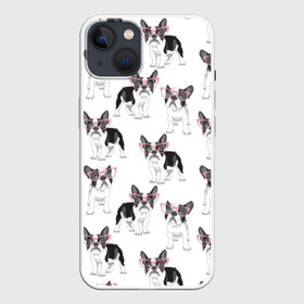 Чехол для iPhone 13 с принтом Французские бульдоги в очках в Рязани,  |  | black | breed | cool | cute | dog | french bulldog | pink | puppy | white | белый | мило | очки | пёс | порода | прикольный | псина | розовый | собака | французский бульдог | черный | щенок