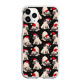 Чехол для iPhone 11 Pro Max матовый с принтом Новогодние мопсы в Рязани, Силикон |  | black | christmas | cute | dog | funny | hat | new year | pug | puppy | red | snow | white | winter | белый | зима | красный | мило | мопс | новогодний | новый год | пёс | прикольно | рождество | снег | собака | собакен | чёрный | шапка | щенок